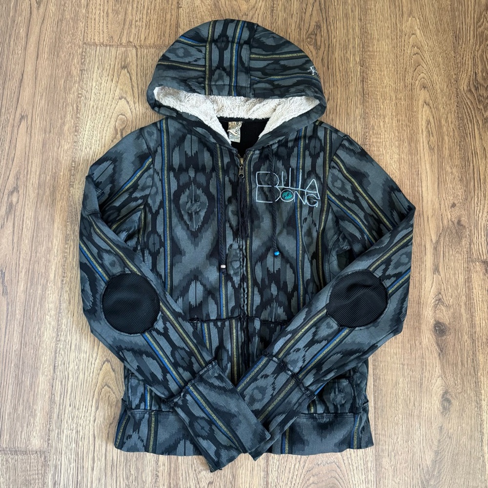 Billabong Patterned Hoodie with Elbow Patches Size: L